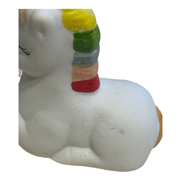 Vintage 1980’s Ceramic Unicorns With Rainbow Mane Pride Figurine China See Pics - Picture 4 of 10